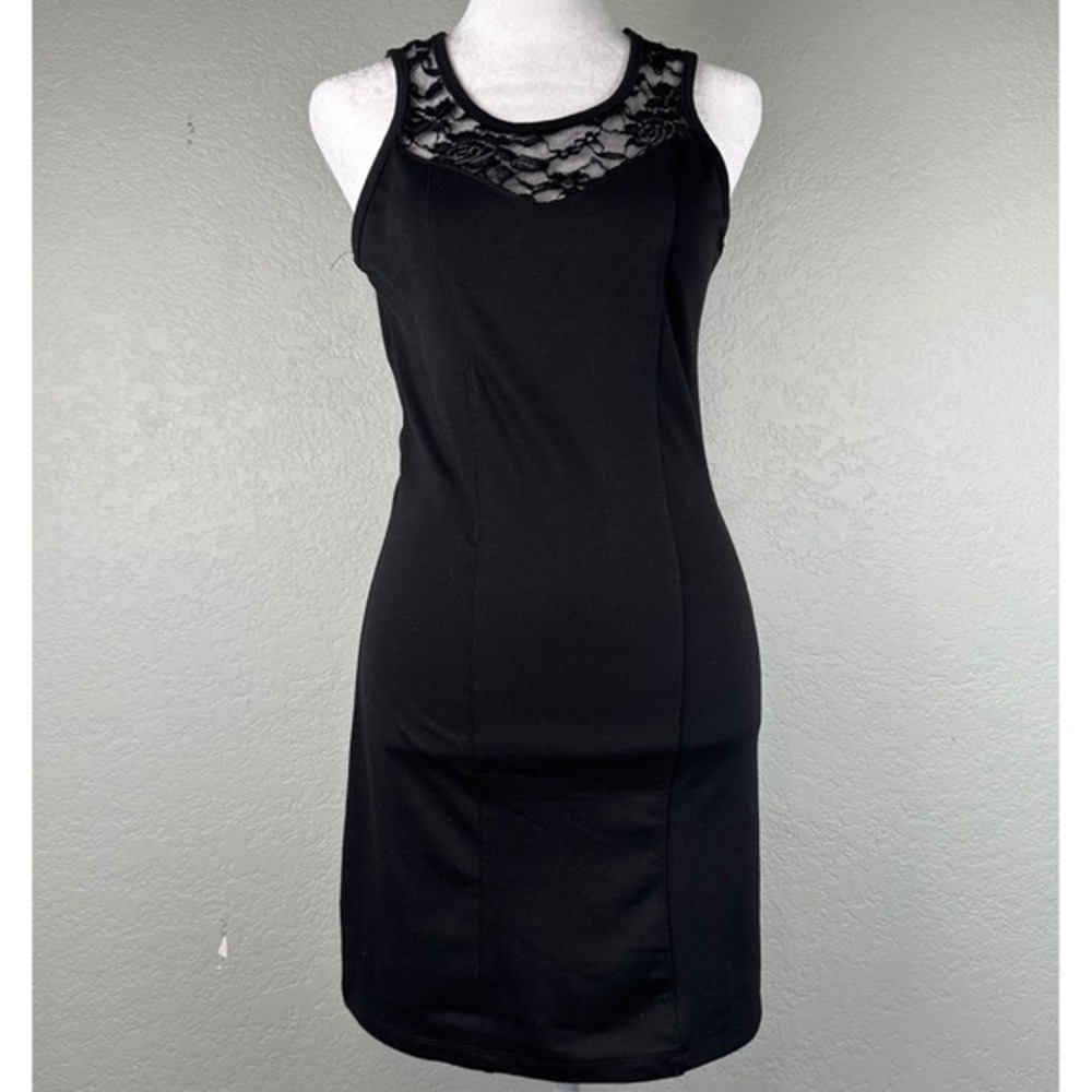 Bozzolo Mini Bodycon Dress Sz S Back Lace Illusion Sleeveless Cocktail Party